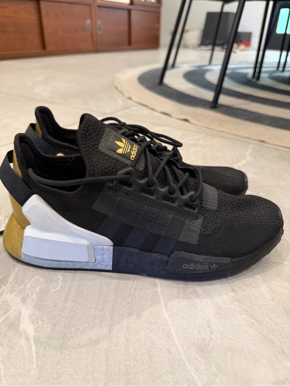 adidas Black and Gold Low-Top Sneakers